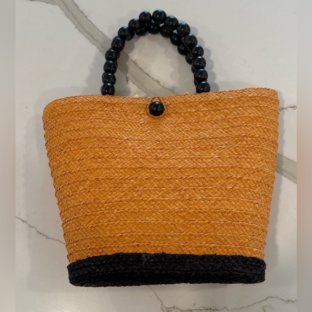 Majunga Orange and Black Woven Tote Bag, NWOT